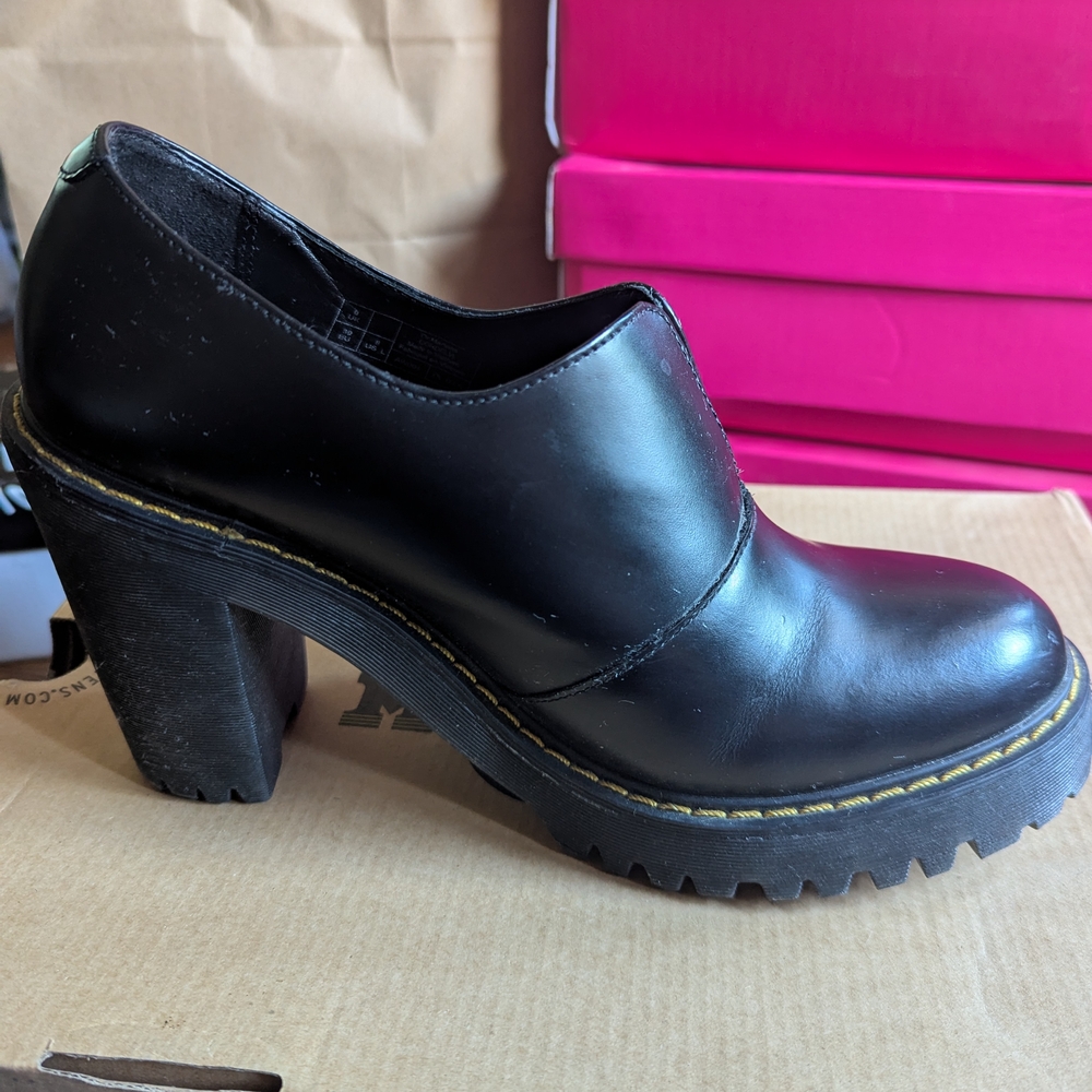 Women's Black Chunky Heel Shoes